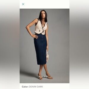 Maeve Slim Scalloped Denim Skirt Size 8 Denim Dark